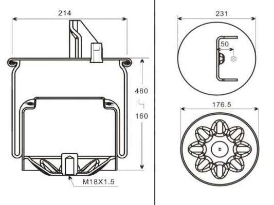 TRS-220SCN المطاط المتداول لوب الهواء الربيع تعليق الربيع لشاحنة