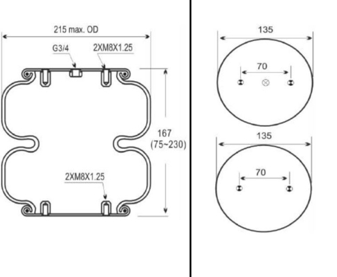 طقم التعليق الهوائي المطاطي CONTITECH FD120-17 / 113053 / 2B-181