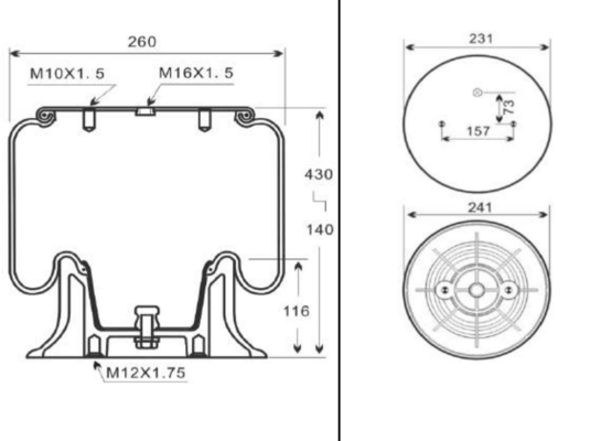 50046 W01-M58-6251 شاحنة زنبرك هوائي Contitech Air Spring لشاحنة SAF 503513061